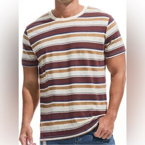 Men's Crewneck Striped T-Shirt Soft Elastic Cotton Tee/ size XXL
